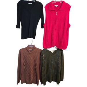 Women's 2X Sweaters Cardigans Pullovers Wholesale Bulk Lot of 4 2XL XXL 18W 20W